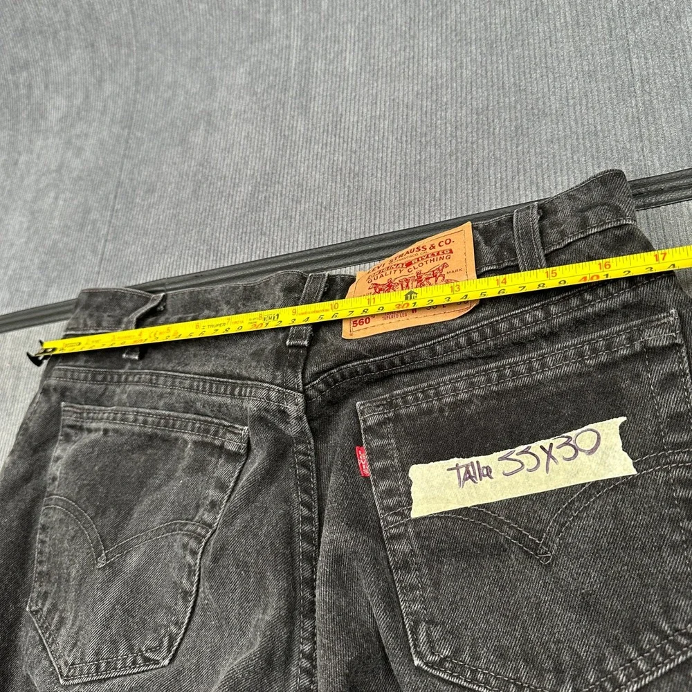 Vintage Levis 560 Loose Fit Tapered Leg Black Jeans Mens 33x30 Made in USA